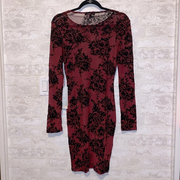 iris Dresses & Skirts - Red floral MESH midi dress